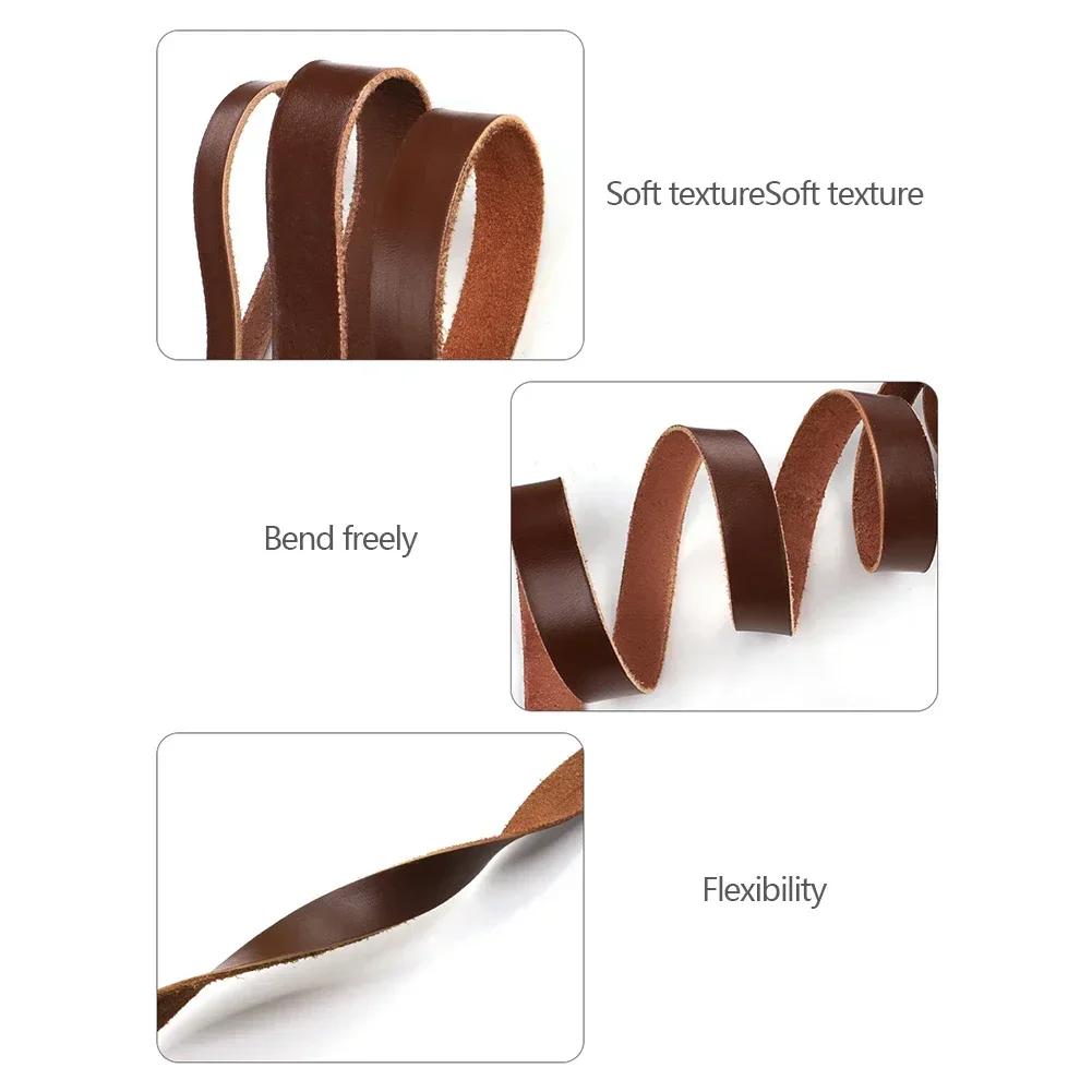 Universal 2Meters Single Sided Flat Cord Genuine Cow Leather Straps Strips DIY Clothing Making Bag Handles Belt Crafts Accessory