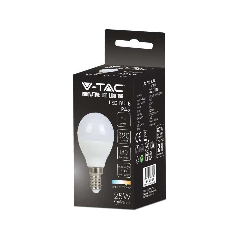 V-TAC LED Bulb 3.7W E14 Ball P45 VT-1819 6500K 320lm