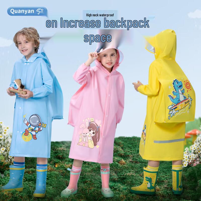 Children's Cartoon Rain Poncho with Backpack Slot