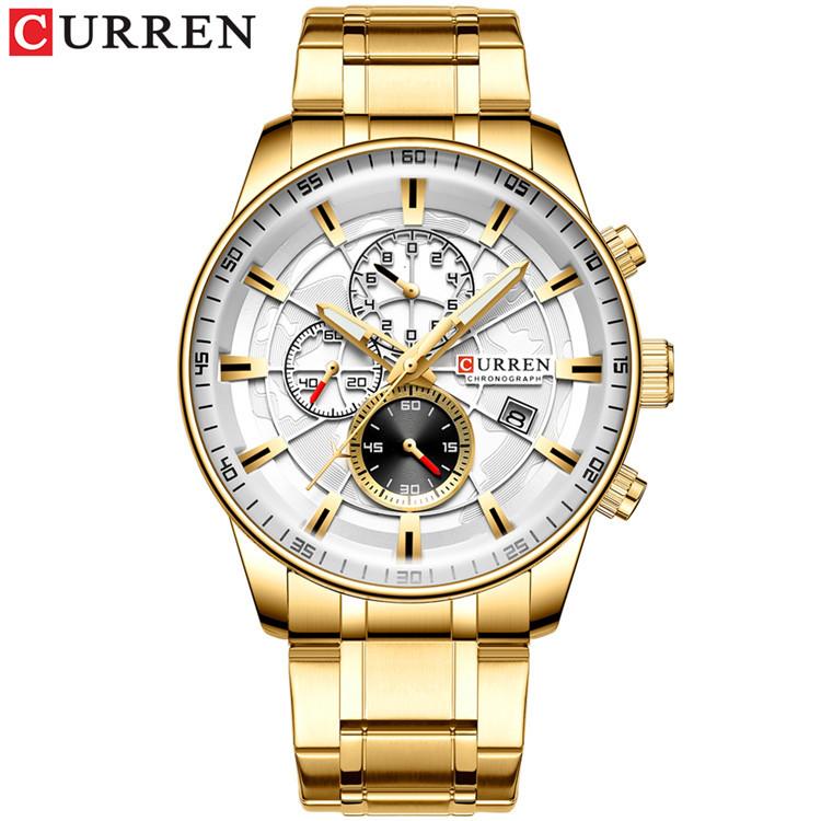 CURREN Men's Calendar Watch with Steel Business Waterproof Quartz Watch