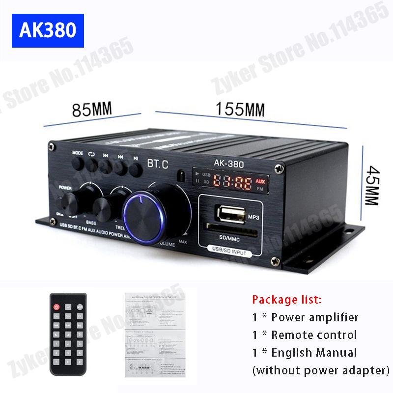 

AK380 12 В Bluetooth усилитель мощности домашний автомобильный усилитель класса D HiFi макс 800 Вт стерео бас аудио усилители поддержка FM MP3 плеер USB SD вход