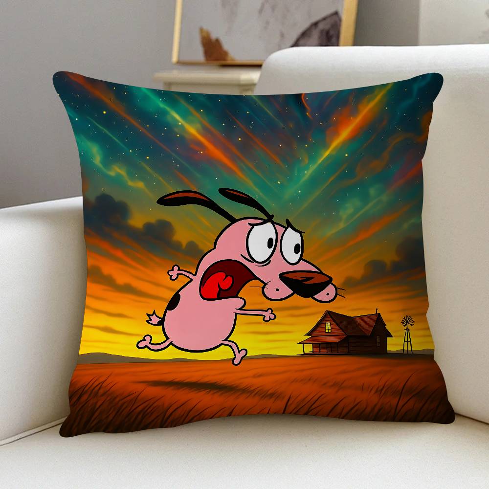 Cute Courage The C-Cowardly Dog Cushion Cover Car Throw Pillow Case For Sofa Car Christmas Gift 40x40cm 45x45cm