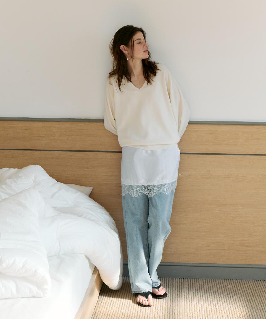 Deolil Merino Wool V-Neck Knit_Ivory