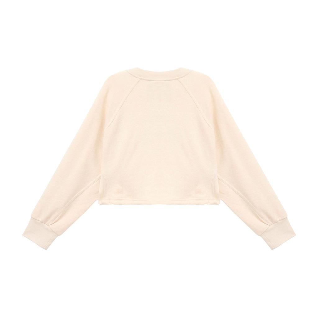 Adidas Short Crew Neck Sweatshirt Women Tops Beige HE3095