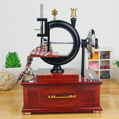 Music Boxes Functional Drawer Exquisites Decorative Wood Like Sewing Machine Music Boxes for Birthday