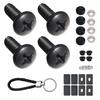 Black License Plate Screws- Rustproof Stainless Steel Car Tag Bolts, M6X16mm (1/4" X5/8") Fasteners Hardware- Phillips Machine Bolts Nuts Caps for
