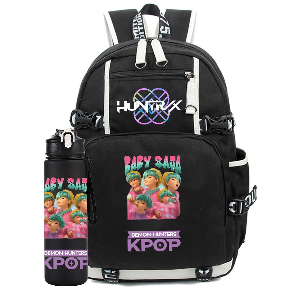 2 ks/sada K-Pop potištěný batoh s 750ml lahví na vodu pro dospívající studentku chlapce školní taška dětský dárek velká kapacita cestovní taška ruksak