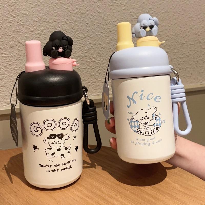 Thermos Cup High Value Cartoon Straw Cup Portable Stainless Steel Student Vacuum Cup