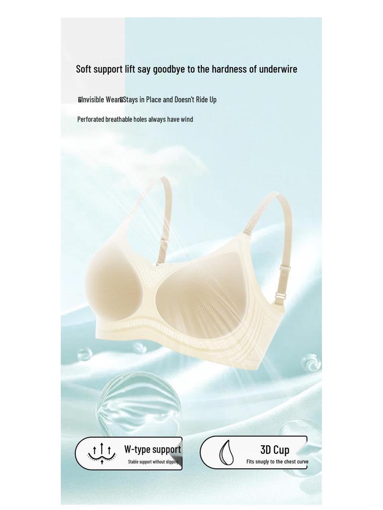 Cross-Border Seamless Camellia Fragrance Shimmer Bra for Women - Small Chest, Gathered, Thin Cup, Adjustable Straps.