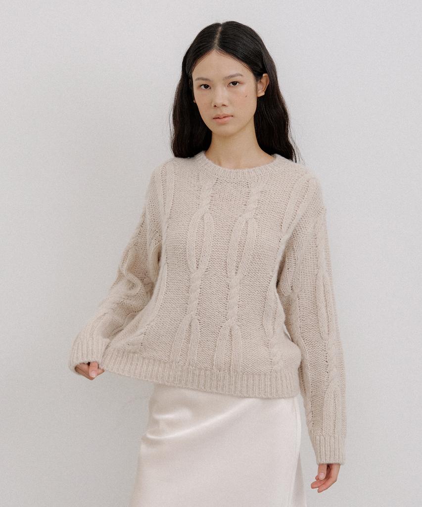 OCTETTE Loose Cable Pull-Over Knit_3Color
