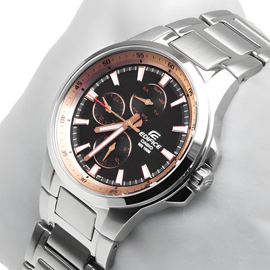Casio - Three-hand stainless steel strap, brown dial, unisex quartz watch EF-342DY-1A5V