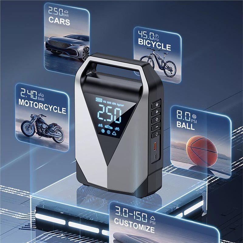 New!Car Jump Starter Air Pump 4 In 1 Air Compressor Tire Pump 14800Mah Battery Booster Pack Car Booster Starting Device