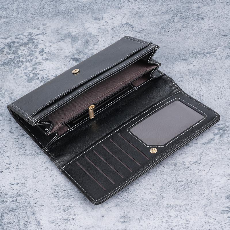 Women's Retro Long Leather Wallet - Oil Wax Zipper Clutch with Large Capacity
