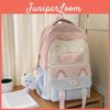Cute Cartoon Girl Backpack For School And Travel With Cat Ears Design Letter Line Pattern
