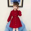 Girls Vintage Long Sleeve Dress Kids Princess Style Solid Color
