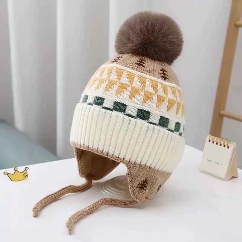 Baby's Cute Warming Beanie Hat Autumn Winter Fashion Fur Ball Ear Protection Knitted Unisex Polyester/Cotton 1-2 Years 6-12