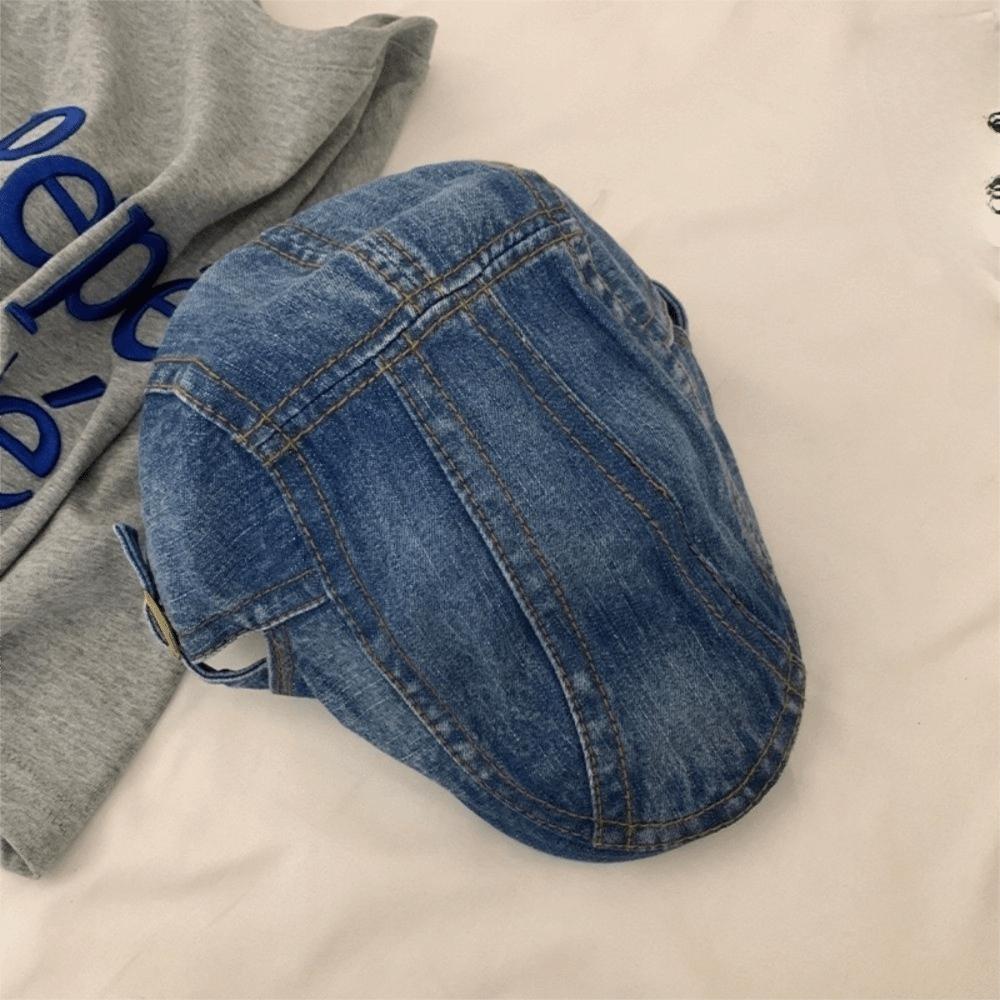 Cloth Denim Beret Washed Artist Hat Casual Newsboy Hat  Women