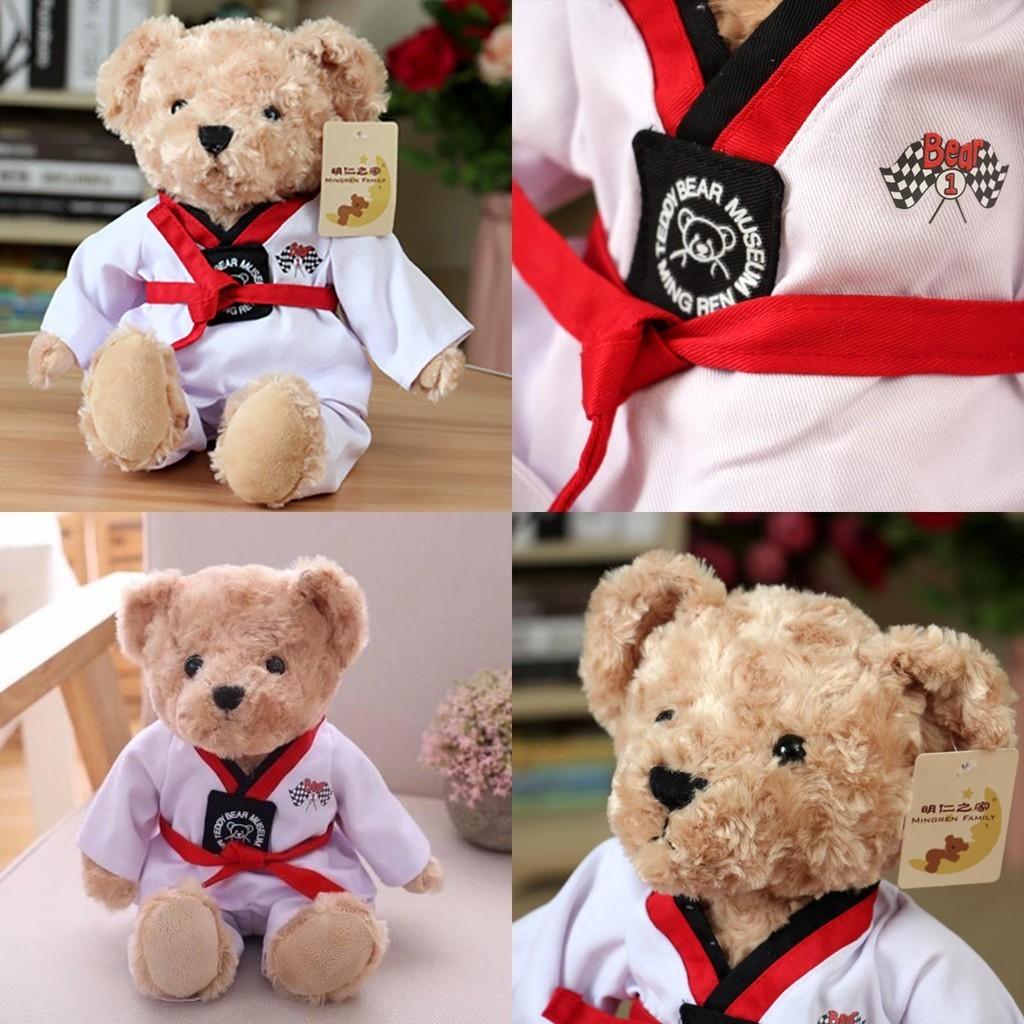 Wholesale Taekwondo Teddy Bear Plush Toy Martial Arts Gift With Logo Rose Velvet Filling 30cm