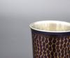 Shinkodo Japanese-made Pure Copper Sake Cup, 100ml, Purple Finish, Hammered Texture, Gift Wrapping Included.