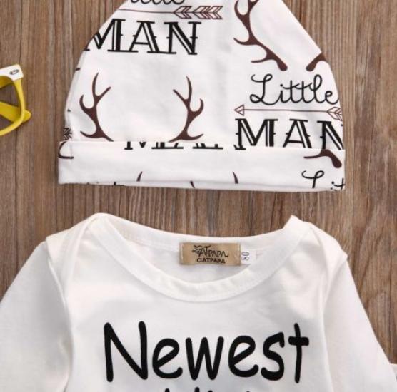 Nyfødt Baby Gutter Reinsdyr Topp Romper Bukser Legging Hat Xmas Outfits Sett Klær