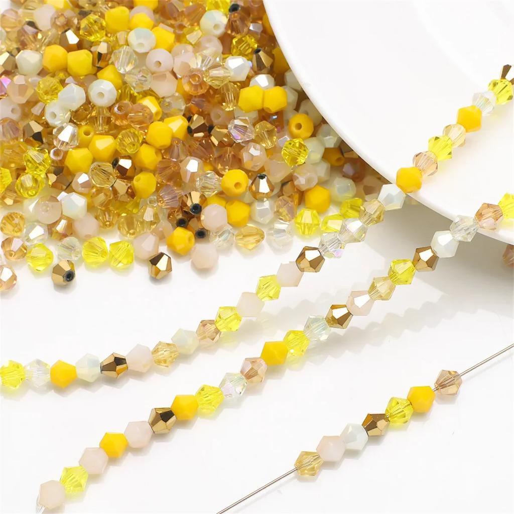 TX20 4mm 200pcs Series Irregular Color Series Faceted Glass Bead Handmade Bicone Beads Making Shiny DIY Bracelet Charm Necklace