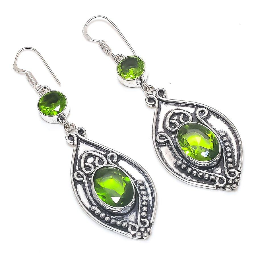 

Natural Peridot Gemstone Handmade 925 Sterling Silver Earring 2.76 p6U15