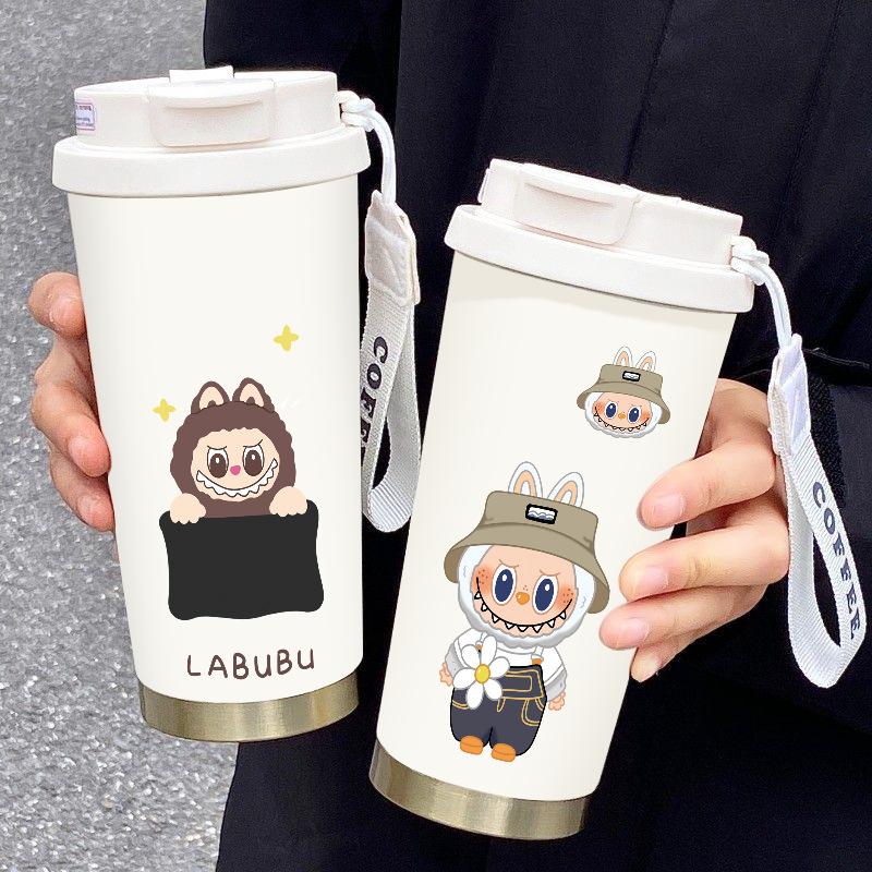 Cute Thermos Cup Large Capacity High Value 316 Stainless Steel Water Cup Portable Rope Coffee Cup