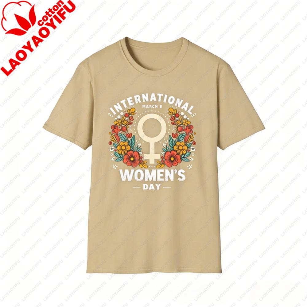 

International Womens Day Shirt March 8th Group Clothing Women Festival Costumes Modern and Trendy Casual Daily Life Cotton Tops 4XL