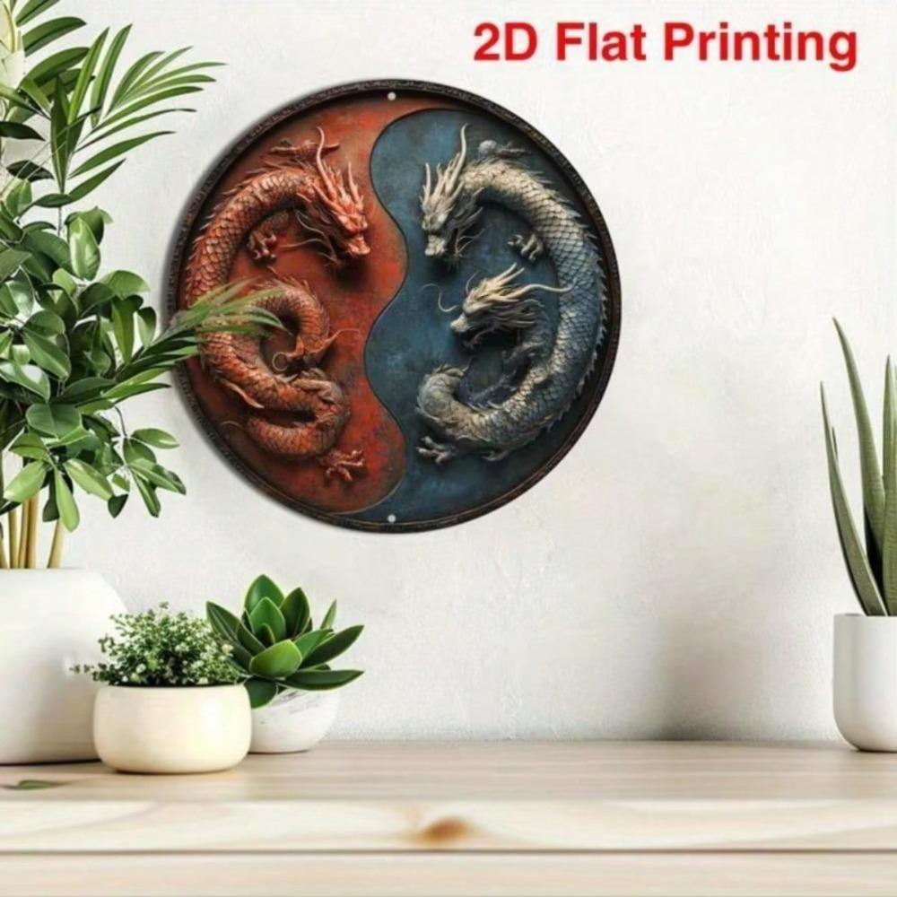 Metal Wall Art Dragon Ornament Intricate Traditional Design Waterproof Weatherproof Wall Hanging Decor