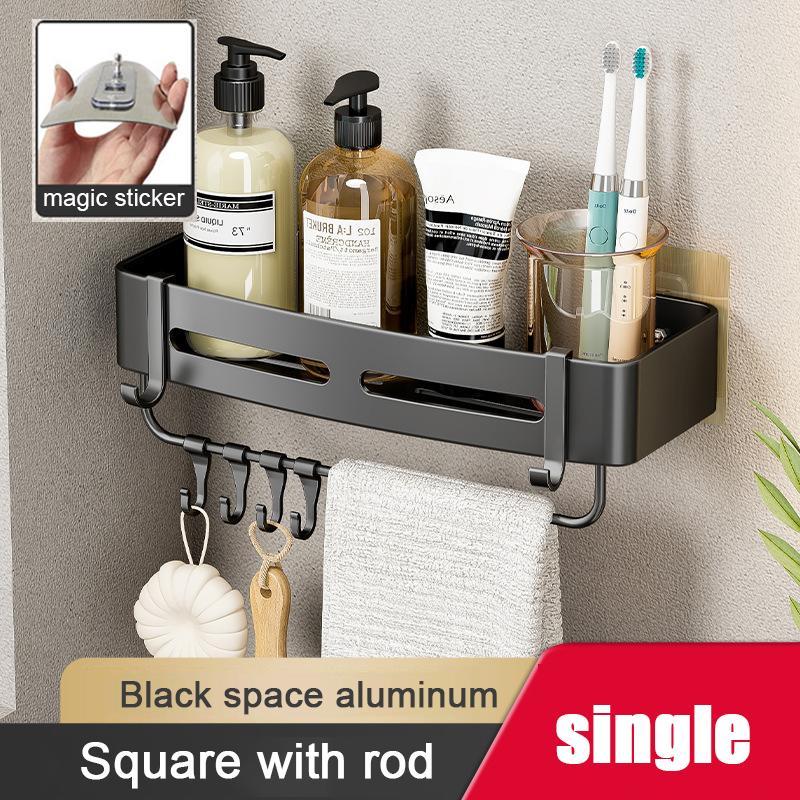 Bathroom Shelf Space Aluminum Shampoo Rack Makeup Storage Organizer Toilet Corner Wall Mounted Shower Shelf Bathroom Accessories