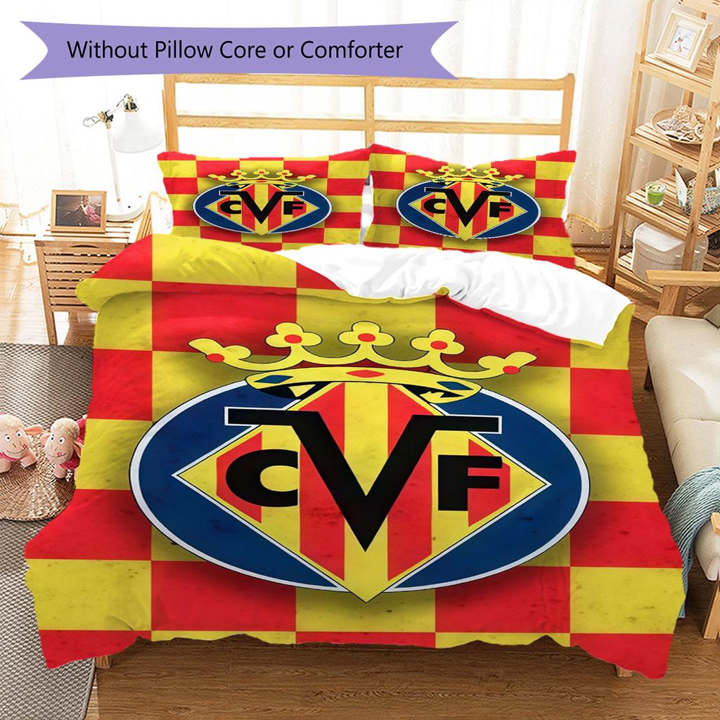 Villarreal logo Bedding Quilt Set Quilt Cover Pillowcase Home Decoration Birthday Gift (1 * duvet cover + 2 * pillowcase, without core)