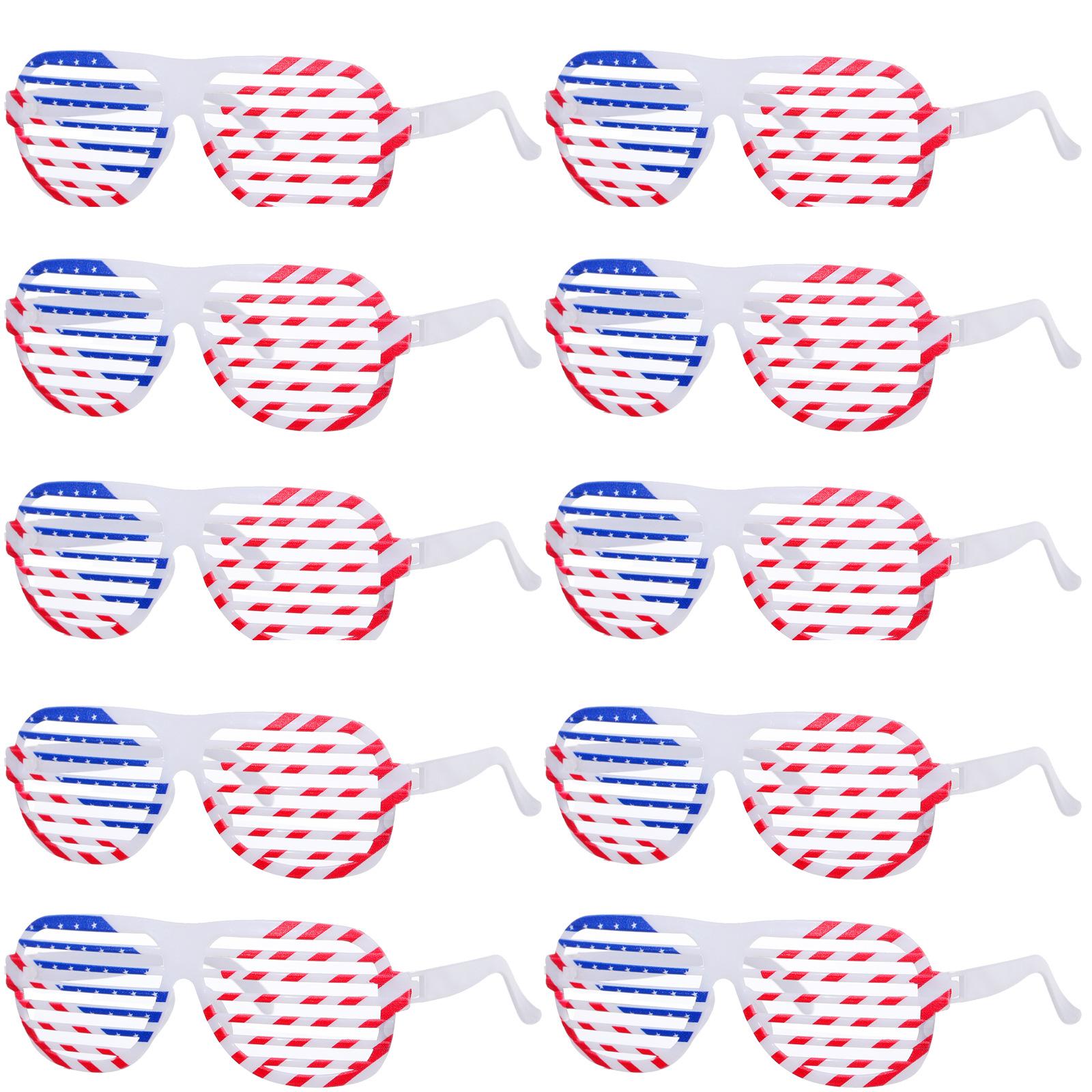 12Pcs Independence Day Theme Shutter Shades Glasses Photo Props for American National Day Patriotic 4th of July Party Decoration