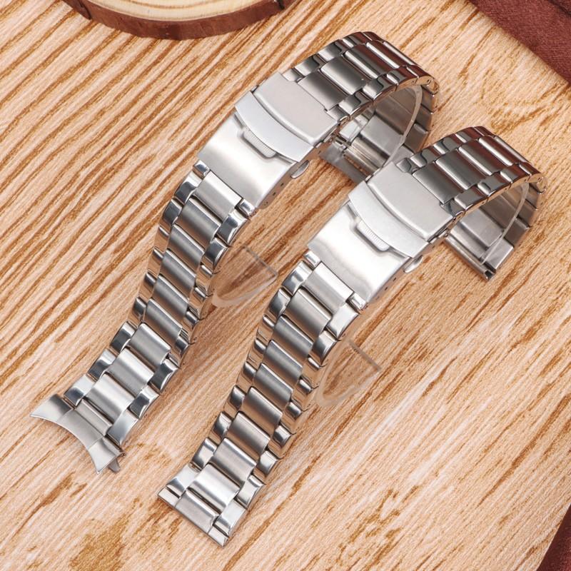 Applicable to Huaweiwatch 2proWatch Band New Stainless Steel Three-Bead Strap Straight Arc End Solid Steel Belt22mm