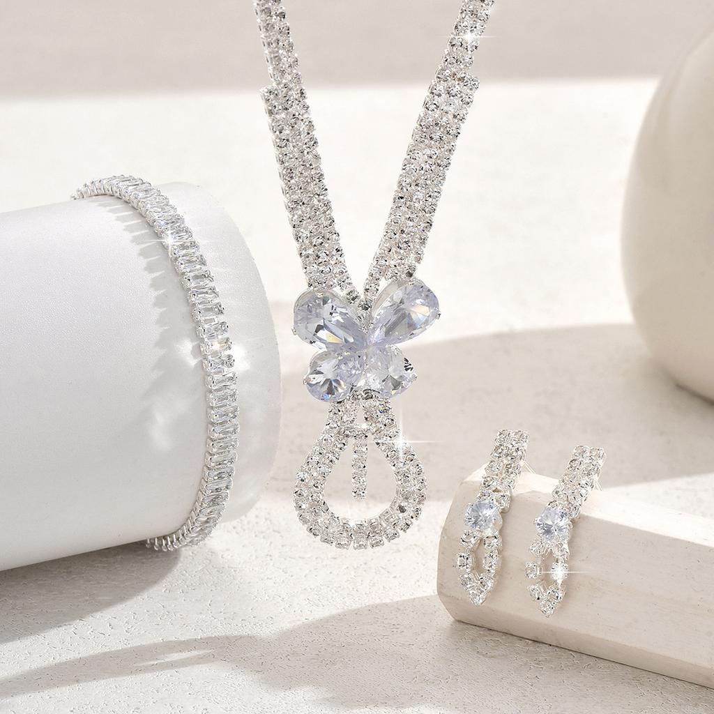 Fashion Zircon Pendant Jewelry Set Bridal Jewelry Bracelet Earrings Necklace Set Jewelry Set