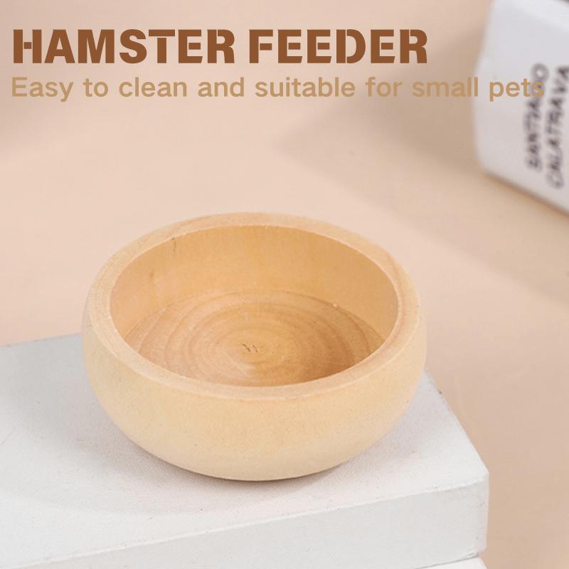 Wooden Hamster Parrot Food Water Bowl, Easy‑to‑Clean Cage Feeder for Birds and Small Pets Daily Feeding