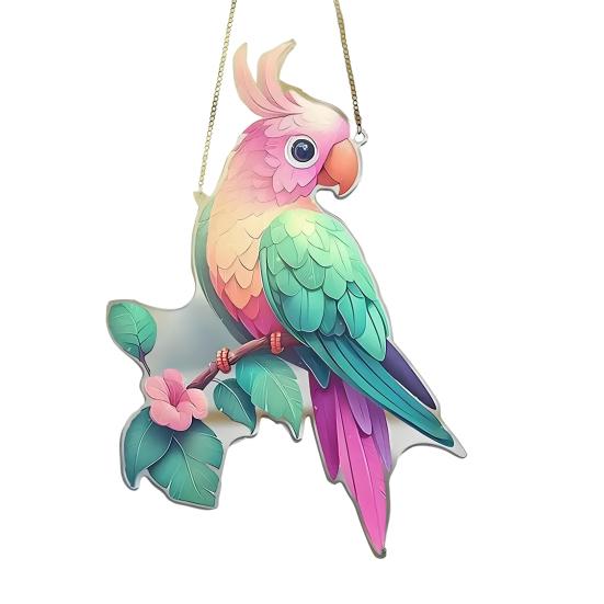 Acrylic Colorful Hummingbird Sun Catcher Hanging Pendant with Lanyard Easy To Install Bird Window Crafts Hanging Decor