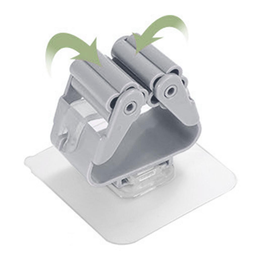3pcs Wall Mounted Mop Holder Strong Adhesion Plastic Mop Broom Holder for Garage Tool Room Gray