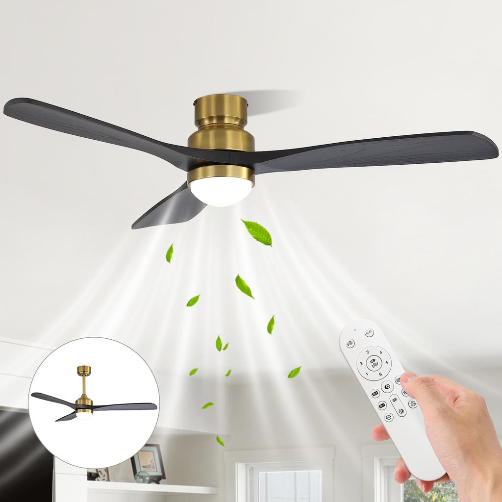 52-inch ceiling fan with LED light, dimmable, DC motor, timer function (1/4/8 h), 6 speed levels