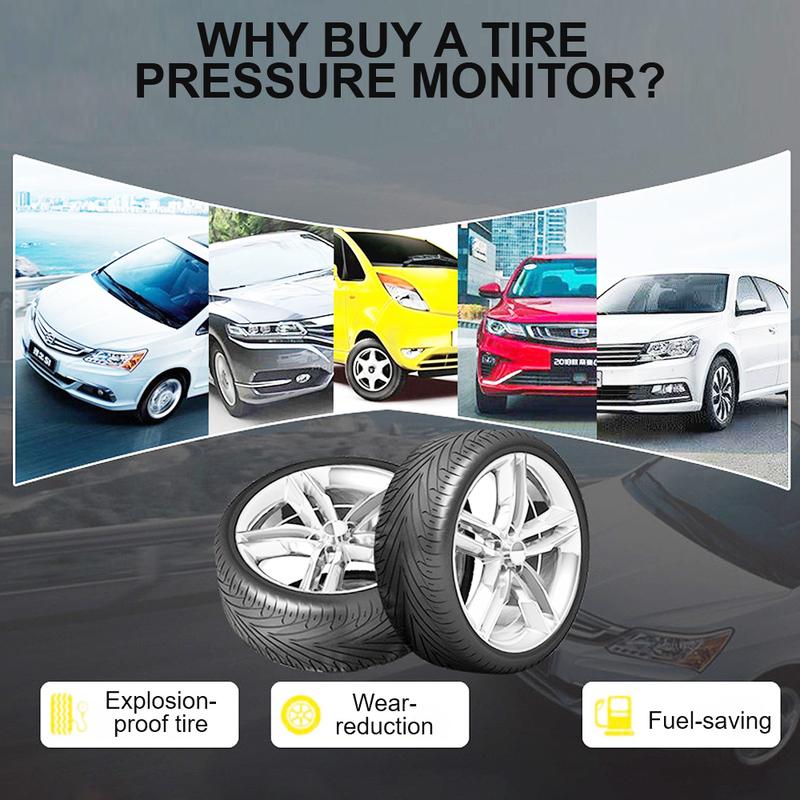 Tire Pressure Monitoring System Solar TPMS Car Tyre Pressure Monitor Tyre Pressure Alarm With 4 External Sensors