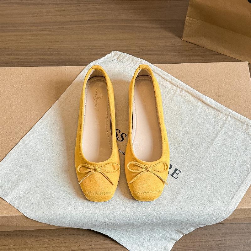 New square head shallow mouth single shoes bow ballet style skirt temperament versatile gentle summer 34