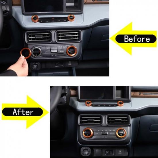 Orange Alloy Air Condition Switch Volume Knob Trim Ring For Ford Maverick