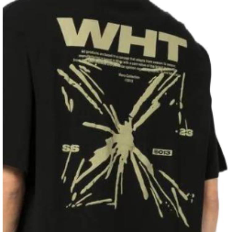 Off-White Splash Arrow Over Skate Short-Sleeve Tee Black/Beige Men Tops OMAA120S23JER0021017