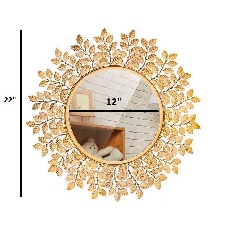 Rust Proof & Weather Proof Wall Mirror - Ideal Mirror for Living Room, Bathroom, Bedroom, Foyer | Entryway, Wash Basin Area - Gold  22 Inches 1 Piece