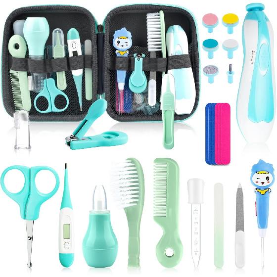 Baby Grooming Kit for Boys Girls Safety Newborn Nursery Essentials Grooming Set Gift for First-time Parents, Green 26 in 1