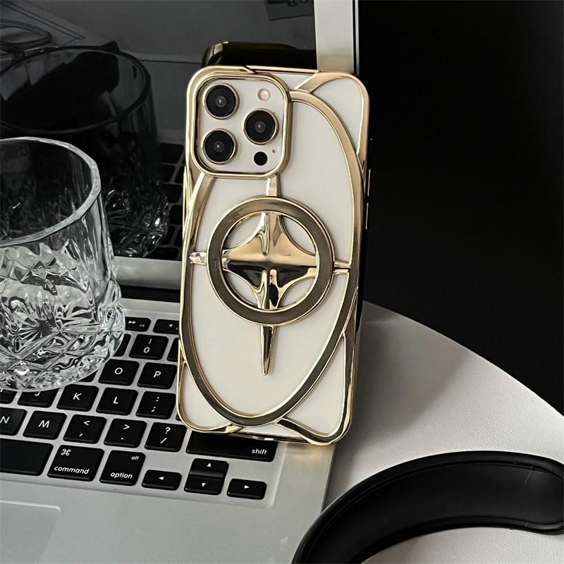 Luxury Plating Hollow Out Star Wireless Charging Magnetic For Magsafe Case For iPhone 16 15 14 Plus 13 12 11 Pro Max Slim Cover