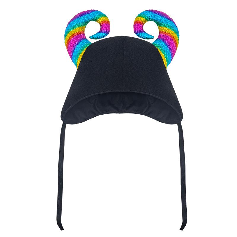 

Colorful Horned Witch Hat for Holiday Parties and Stage Props