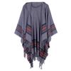 Women's Hooded Cape Shawl: Warm Autumn/Winter Tassel Slit, Two-way Imitation Cashmere Scarf