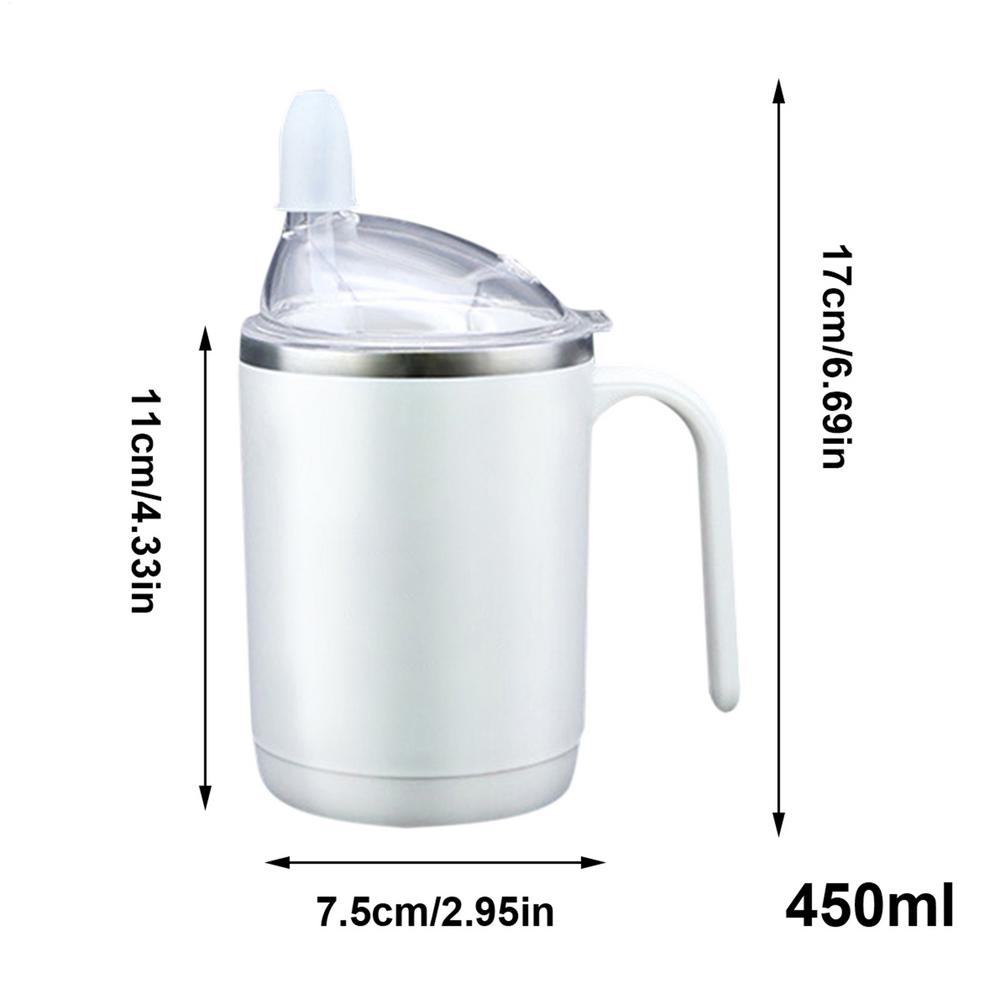 Silicone Adult Sippy Cups For Elderly Spill Proof Drinking Cup With Straw For Disabled Patient Adult Sippy Cup With Handle 450ML