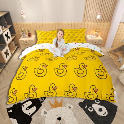 Homewish Cute Duck Duvet Cover SetCartoon Animal Bedding SetOrange Black Bed Set For Boys GirlsUltra Soft Home Decor