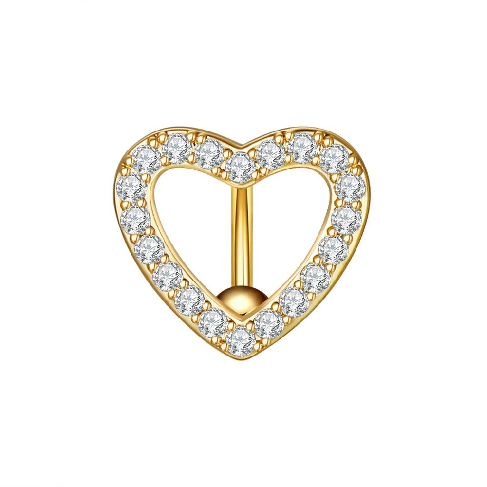 14G Stainless Steel Heart Dangled Belly Button Rings Belly Piercing Nombril for Women Girls Pink Zircon Crystal Sexy Navel Ring